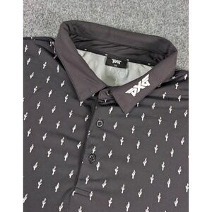 PXG Polo Shirt Mens 2XL Black Cactus All Over Print Performance Golf‎